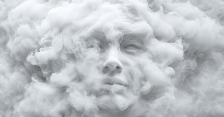 ghostly face emerging from thick smoke