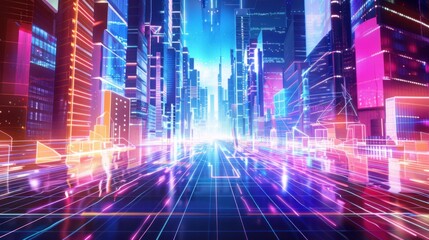 Neon Cityscape - Futuristic Urban Dreamscape