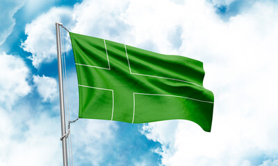 Ladonia flag waving on sky background. 3D Rendering