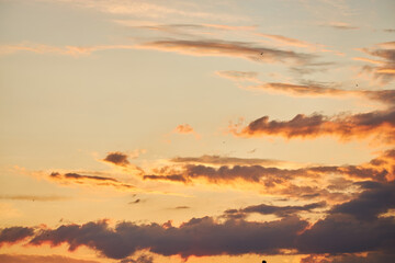 Serene Sunset Sky with Fiery Clouds