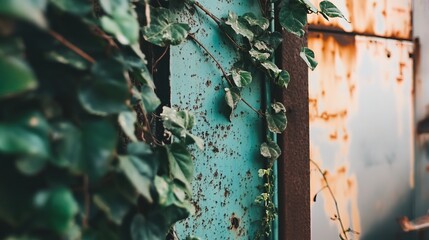 Closed factory gates with rusting metal and faded paint, symbolizing the decline of industry and the passage of time, reflecting a poignant reminder of economic shifts and the human impact of change
