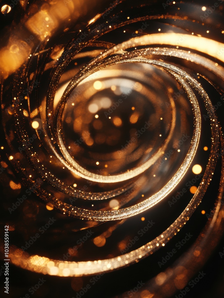 Aufkleber Golden spirals and shimmering stars create an enchanting display of abstract Christmas symbols against a dark backdrop. Generative AI