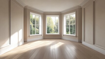 Obraz premium Bright Empty Room with Large Windows and Natural Light