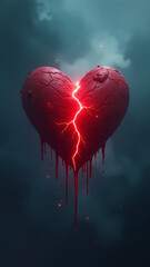 red broken heart 
