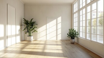 Fototapeta premium Bright and Airy Minimalist Room with Plants