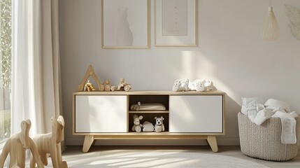 Fototapeta premium Modern Minimalist Nursery with Soft Color Palette