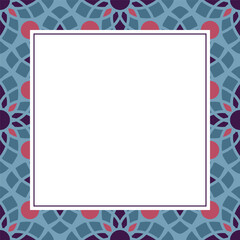 Oriental ornamental mosaic. Arabic design for page decoration. Vector frame of asian mosaic border