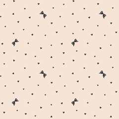 Chic Minimalistic Bows and Hearts: A Seamless Pattern Design for Elegant Backgrounds and Decor

