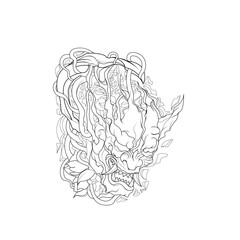 illustration dragon with rider ronin and satan devil