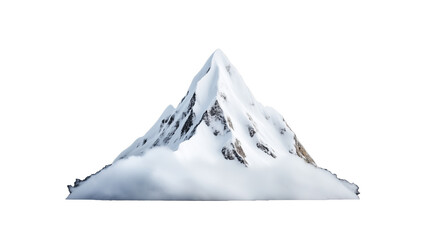 Snow-capped mountain peak isolated on transparent background