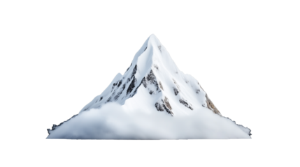 Snow-capped mountain peak isolated on transparent background