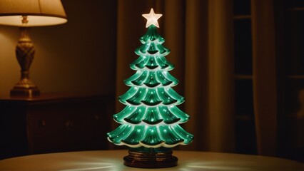 This vintage ceramic Christmas tree captures timeless holiday charm. With its classic design and glowing lights, it's a perfect decoration for a retro-themed Christmas.