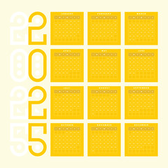 Yellow 2025 Calendar simple design