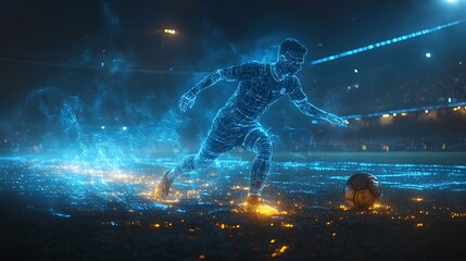 Futuristic Football Player in Action