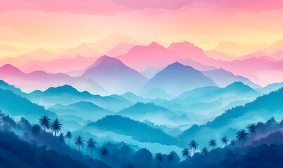 Fototapeta premium _Breathtaking_misty_sunrise_over_a_tropical_valley,generation AI