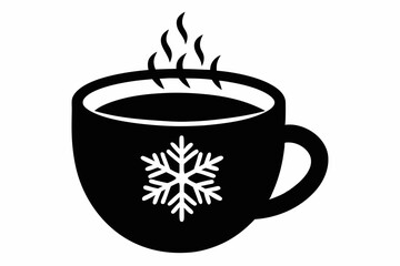 Hot Cocoa Mug silhouette vector, snowflake icon