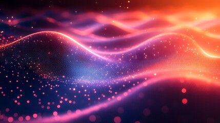 Abstract Digital Art with Glowing Particles