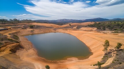 Aerial View of a Lake in a Quarry
