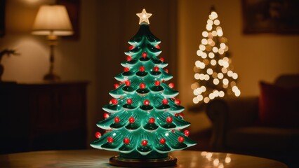 This vintage ceramic Christmas tree captures timeless holiday charm. With its classic design and glowing lights, it's a perfect decoration for a retro-themed Christmas.