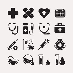 Medical and healthcare icon set vector illustration. Generative Ai  