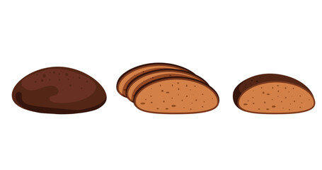 Bread whole sliced bakery wheat isolated set. Vector flat graphic design illustration