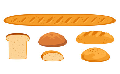 Bread bakery pastry isolated set collection. Vector flat graphic design illustration
