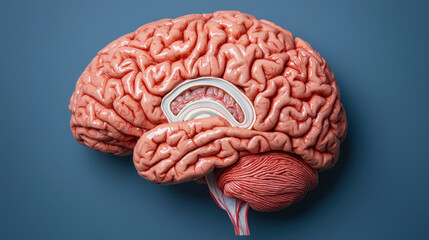 image showcases detailed cross section of human brain, highlighting its intricate structure and connections. This representation emphasizes complexity of brains anatomy and its vital role in human