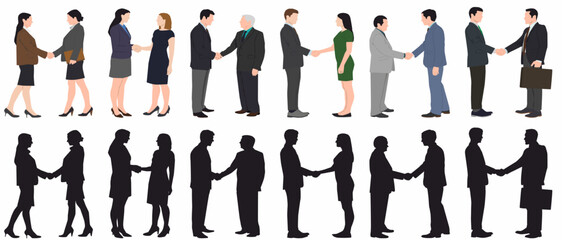 businessman and businesswoman in a suit shaking hands