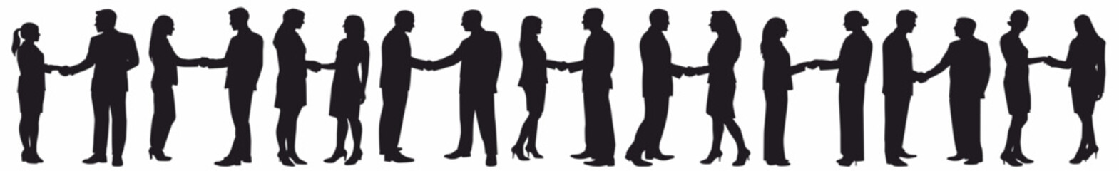 silhouette of people shaking hands 