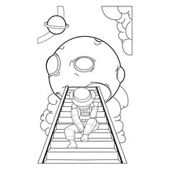illustration astronaut space with unique pose
