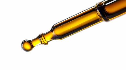 Amber Oil Dropper on White Background