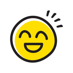 手書きのかわいい笑顔の絵文字・顔文字アイコンのイラスト	