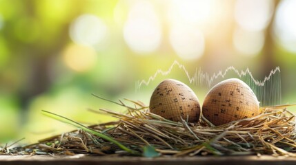 Obraz premium Retirement nest egg: Visual representation of a growing retirement account, with rising graphs