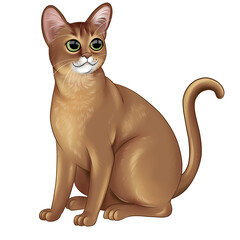 cartoon of cat breeds, An Abyssinian cat.