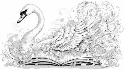 Animal sketch drawing, coloring book for adults