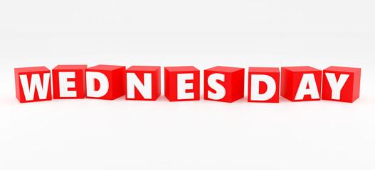3d red Wednesday on grey background. Sales promotional concept.