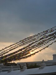 sunrise over the city in a buddhist stupa