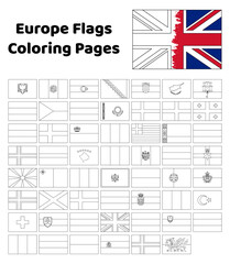 Europe flags coloring pages for kids