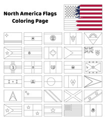 North america flags coloring pages for kids
