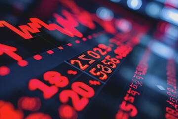Fototapeta premium The stock market shows an index graph with downward-pointing arrow signs indicating a slight decline