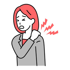 肩こりがつらいスーツの女性