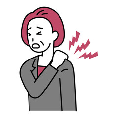 肩こりがつらい中年のスーツの女性