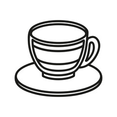 Small coffee cup, flat white with steamed milk. Hand drawn doodle illustrations.