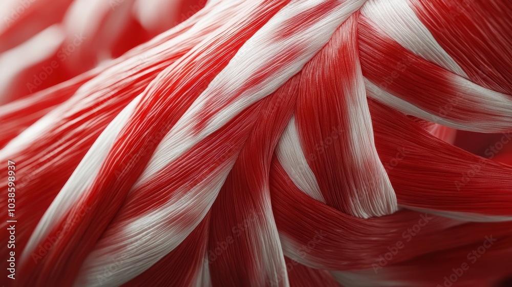 Aufkleber This close-up showcases the striking details of a red and white muscle, revealing its complex structure and unique fiber arrangement. Generative AI