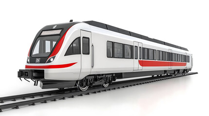 Modern train on white background