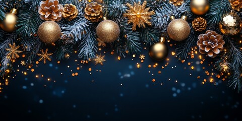  Christmas background with snowflakes and gold sequins