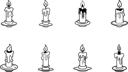 Set of Candle Vector Illustration Icons for Web Design