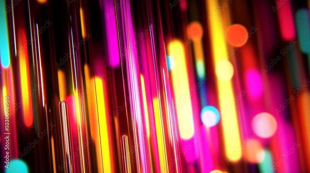Poster Vibrant Abstract Light Streaks in Dynamic Spectrum of Bright Colors and Energetic Movement : Generative AI