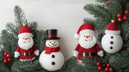 Festive Christmas decorations featuring Santa and snowman