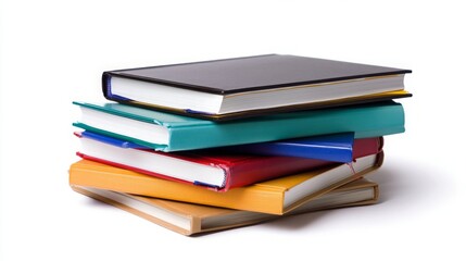 A stack of colorful books arranged neatly for reading or study.